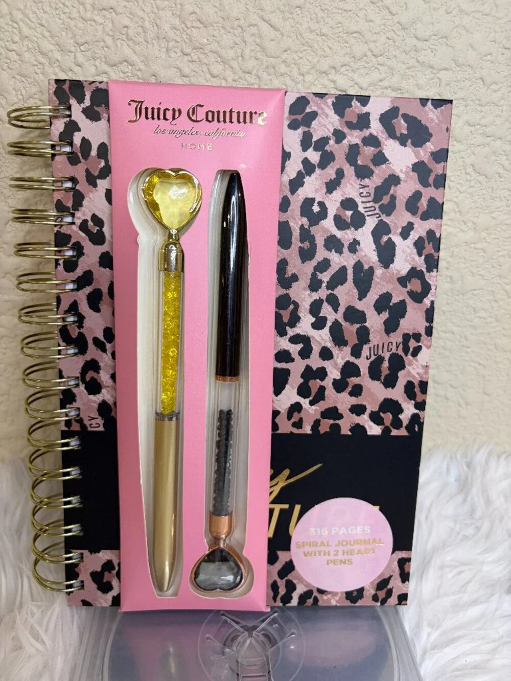 Juicy Couture Leopard Spiral Journal Notebook Heart Pens Stationery 316 Pg NWT